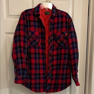 Vintage Red and Blue Plaid Flannel Shirt. Quilted Inside